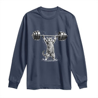 Funny Cat Gym Long Sleeve Shirt Weightlifting Workout