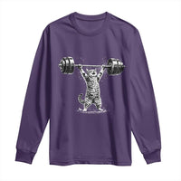 Funny Cat Gym Long Sleeve Shirt Weightlifting Workout