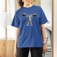 Funny Cat Gym T Shirt For Women Weightlifting Workout