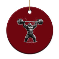 Funny Gym Bigfoot Ceramic Ornament Weightlifting Workout