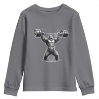 Funny Gym Bigfoot Youth Sweatshirt Weightlifting Workout