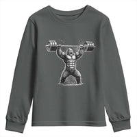 Funny Gym Bigfoot Youth Sweatshirt Weightlifting Workout