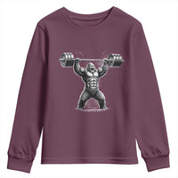 Funny Gym Bigfoot Youth Sweatshirt Weightlifting Workout