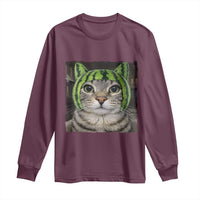 Watermelon Cat Silly Cat Meme Long Sleeve Shirt