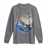 Earth Cat Silly Cat Meme Long Sleeve Shirt