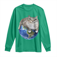 Earth Cat Silly Cat Meme Long Sleeve Shirt
