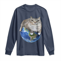 Earth Cat Silly Cat Meme Long Sleeve Shirt