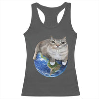 Earth Cat Silly Cat Meme Racerback Tank Top