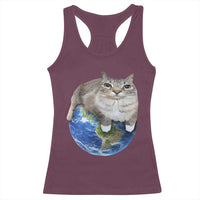 Earth Cat Silly Cat Meme Racerback Tank Top