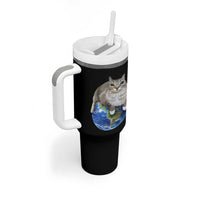 Earth Cat Silly Cat Meme Tumbler With Handle