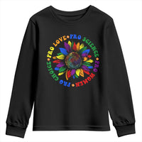 Pro Choice Women Rights Youth Sweatshirt Equal Rights Multicolored Flowers - Wonder Print Shop