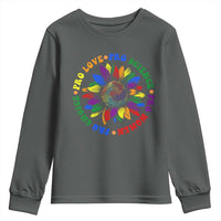 Pro Choice Women Rights Youth Sweatshirt Equal Rights Multicolored Flowers - Wonder Print Shop