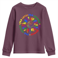 Pro Choice Women Rights Youth Sweatshirt Equal Rights Multicolored Flowers - Wonder Print Shop