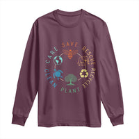 Earth Day Environment Long Sleeve Shirt Save Bees Rescue Animals Recycle Plastic