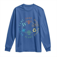 Earth Day Environment Long Sleeve Shirt Save Bees Rescue Animals Recycle Plastic