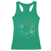 Earth Day Environment Racerback Tank Top Save Bees Rescue Animals Recycle Plastic