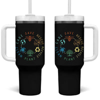 Earth Day Environment Tumbler With Handle Save Bees Rescue Animals Recycle Plastic