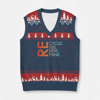 Environmental Activism V-Neck Knit Sweater Vest Recycle Reuse Renew Rethink Earth Day