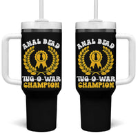 Bead Tug O War Champion Tumbler With Handle Funny Sarcastic Saying Weird Gag Gift