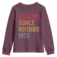Legend Since November 1975 Youth Sweatshirt Vintage Retro 50th Birthday Gifts - Wonder Print Shop