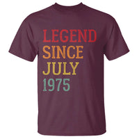 Legend Since July 1975 T Shirt Vintage Retro 50th Birthday Gifts