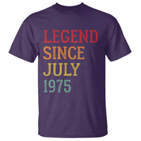 Legend Since July 1975 T Shirt Vintage Retro 50th Birthday Gifts
