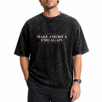 Make America Emo Again Washed Cotton T-Shirt Funny Goth Gothic US