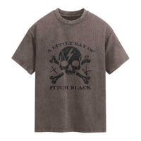 A Little Ray of Pitch Black Washed Cotton T-Shirt Dark Humor Sarcastic Halloween Spooky Skull