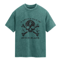 A Little Ray of Pitch Black Washed Cotton T-Shirt Dark Humor Sarcastic Halloween Spooky Skull