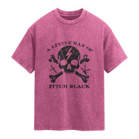 A Little Ray of Pitch Black Washed Cotton T-Shirt Dark Humor Sarcastic Halloween Spooky Skull