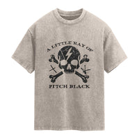 A Little Ray of Pitch Black Washed Cotton T-Shirt Dark Humor Sarcastic Halloween Spooky Skull