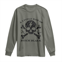 A Little Ray of Pitch Black Long Sleeve Shirt Dark Humor Sarcastic Halloween Spooky Skull - Wonder Print Shop