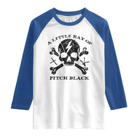 A Little Ray of Pitch Black Raglan Shirt Dark Humor Sarcastic Halloween Spooky Skull - Wonder Print Shop