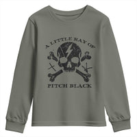 A Little Ray of Pitch Black Youth Sweatshirt Dark Humor Sarcastic Halloween Spooky Skull - Wonder Print Shop