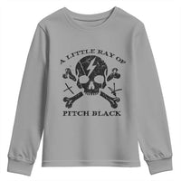 A Little Ray of Pitch Black Youth Sweatshirt Dark Humor Sarcastic Halloween Spooky Skull - Wonder Print Shop