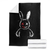 Creepy Cute Bunny Throw Blanket Rabbit Alt Goth Grunge Horror Aesthetic - Wonder Print Shop