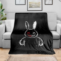 Creepy Cute Bunny Throw Blanket Rabbit Alt Goth Grunge Horror Aesthetic - Wonder Print Shop