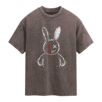 Creepy Cute Bunny Washed Cotton T-Shirt Rabbit Alt Goth Grunge Horror Aesthetic