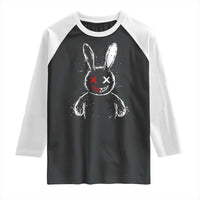 Creepy Cute Bunny Raglan Shirt Rabbit Alt Goth Grunge Horror Aesthetic - Wonder Print Shop