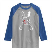 Creepy Cute Bunny Raglan Shirt Rabbit Alt Goth Grunge Horror Aesthetic - Wonder Print Shop