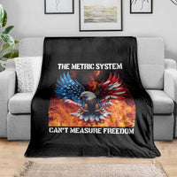 Funny Bald Eagle 4th of July Throw Blanket The Metric System Cant Measure Freedom American Flag - Wonder Print Shop