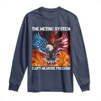 Funny Bald Eagle 4th of July Long Sleeve Shirt The Metric System Cant Measure Freedom American Flag - Wonder Print Shop