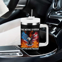 Funny Bald Eagle 4th of July Tumbler With Handle The Metric System Cant Measure Freedom American Flag - Wonder Print Shop