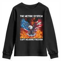 Funny Bald Eagle 4th of July Youth Sweatshirt The Metric System Cant Measure Freedom American Flag - Wonder Print Shop