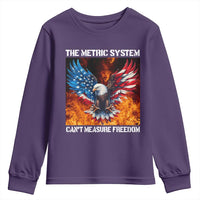 Funny Bald Eagle 4th of July Youth Sweatshirt The Metric System Cant Measure Freedom American Flag - Wonder Print Shop