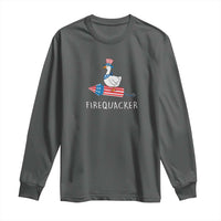 Funny July 4th Goose Long Sleeve Shirt Patriotic Goose Firework Firequacker Independence Day - Wonder Print Shop