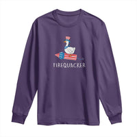 Funny July 4th Goose Long Sleeve Shirt Patriotic Goose Firework Firequacker Independence Day - Wonder Print Shop