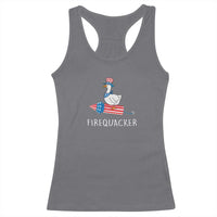 Funny July 4th Goose Racerback Tank Top Patriotic Goose Firework Firequacker Independence Day - Wonder Print Shop