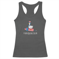 Funny July 4th Goose Racerback Tank Top Patriotic Goose Firework Firequacker Independence Day - Wonder Print Shop