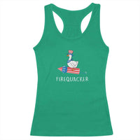 Funny July 4th Goose Racerback Tank Top Patriotic Goose Firework Firequacker Independence Day - Wonder Print Shop